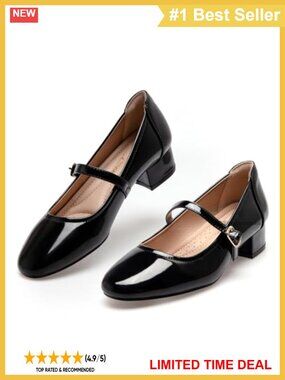 Women's Mary Jane Pumps 2 Inch Block Heel Buckle Dress Shoes